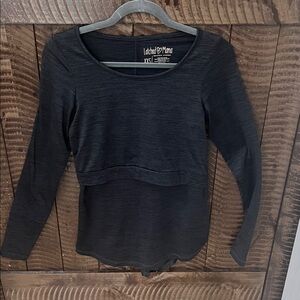 Latched Mama Black Long Sleeve nursing/maternity shirt with tie back